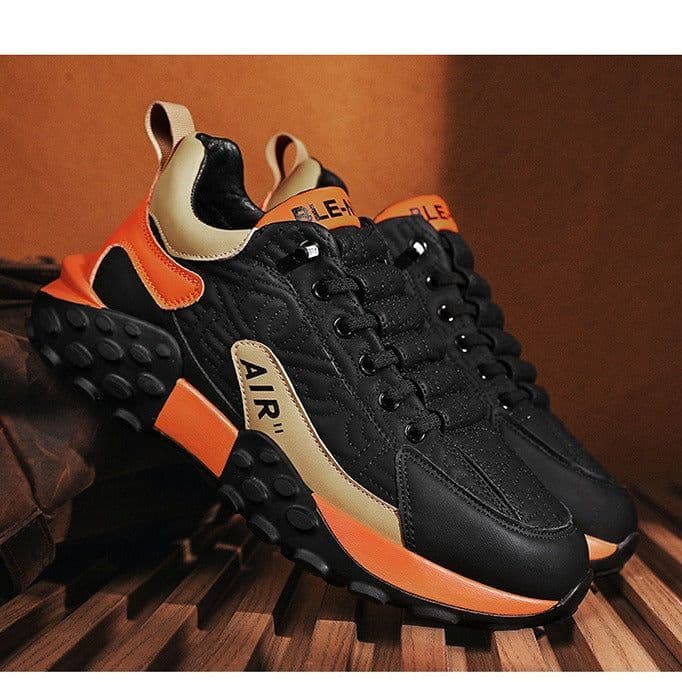 image-Men's Sports Casual Shoes - Black Orange Low Top
