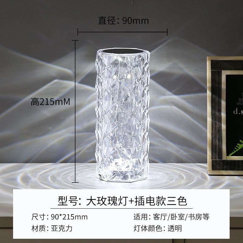image-Crystal Rose Lamp - RGB LED Rechargeable