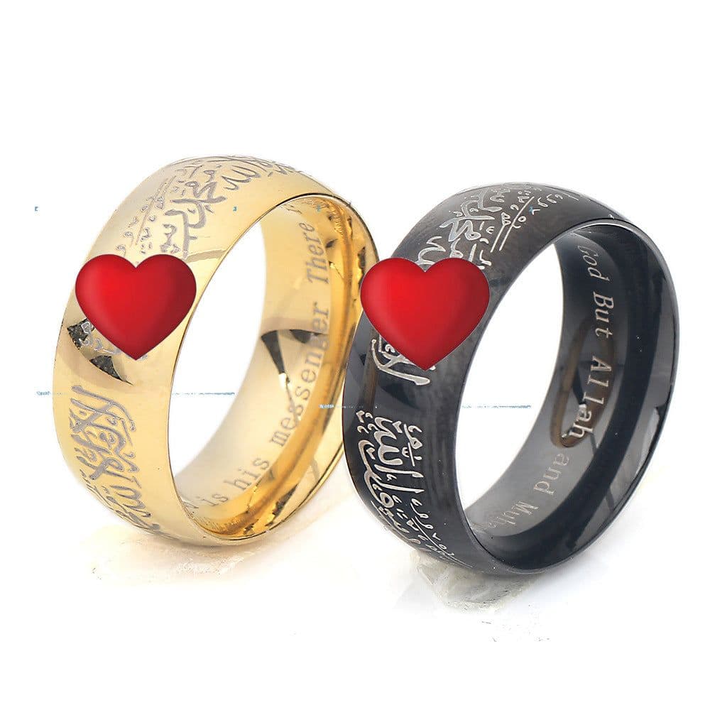 image-Titanium Steel Retro Gold Black Ring, 8mm Simple Personalized