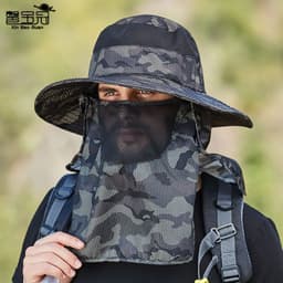 image-9012 cross-border sunscreen hat men's fishing hat camouflage sun hat cover face summer outdoor fisherman hat sun hat