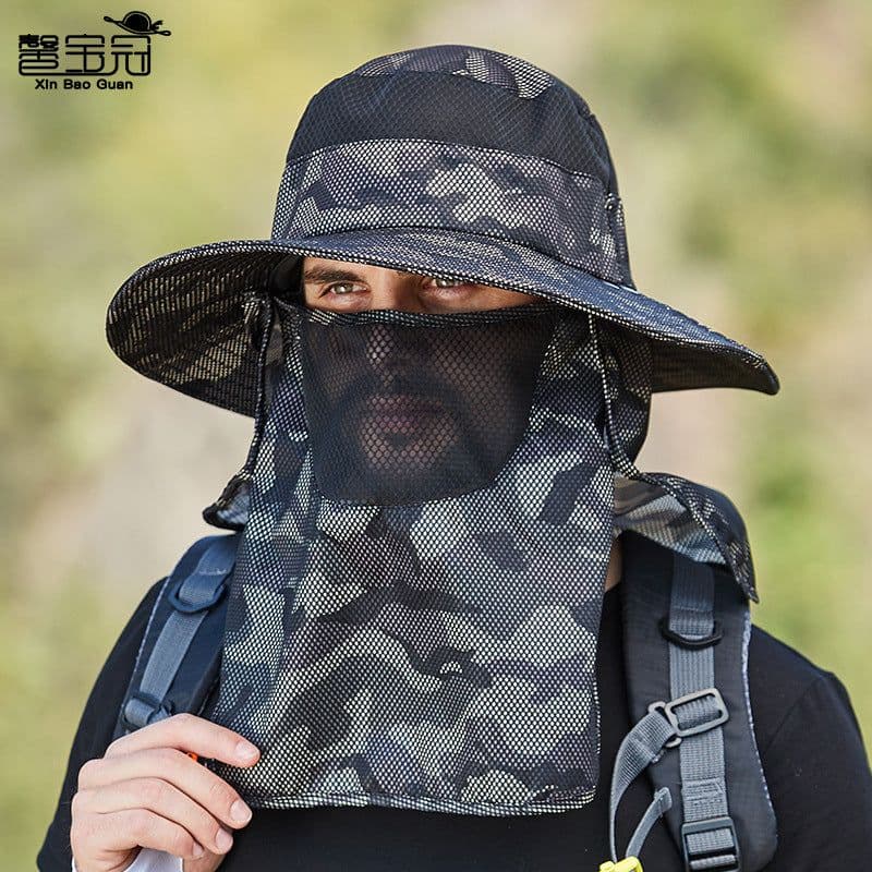 image-9012 cross-border sunscreen hat men's fishing hat camouflage sun hat cover face summer outdoor fisherman hat sun hat