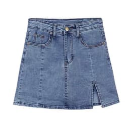 image-Denim Skirt Women High Waist A-Line Short Black
