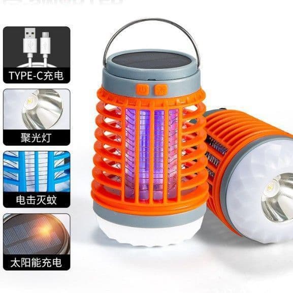 image-Cross-border new LED electric shock mosquito killer lamp, outdoor USB rechargeable lighting mosquito trap, household silent mosquito repellent