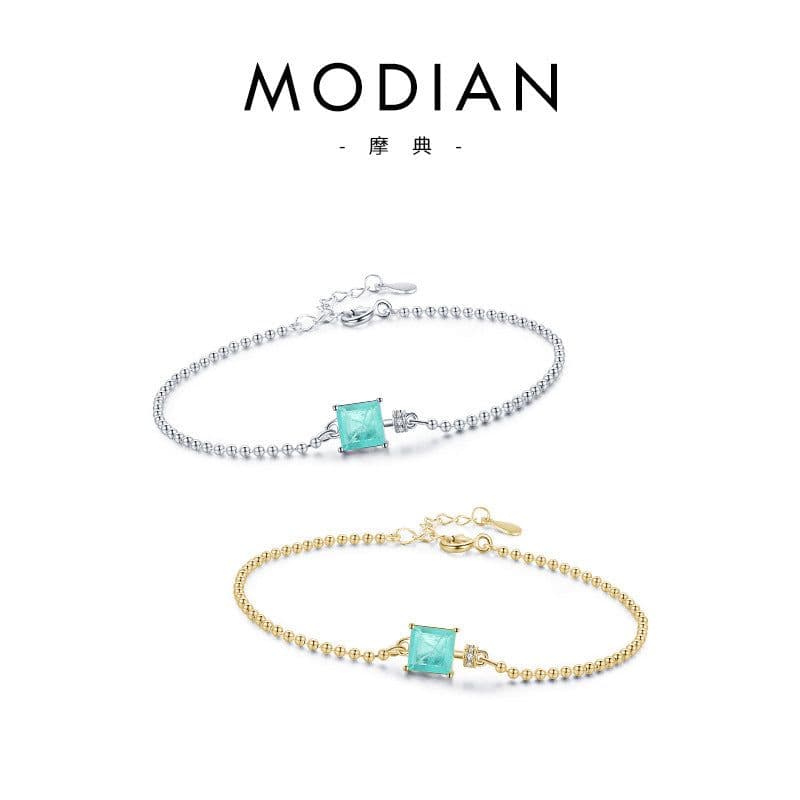 image-S925 Sterling Silver Paraiba Tourmaline Bead Bracelet