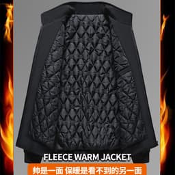 image-Men's Cotton Padded Jacket - Gray Stand Collar Winter