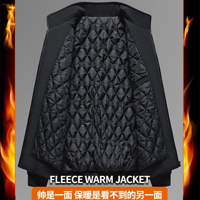 image-Men's Cotton Padded Jacket - Gray Stand Collar Winter