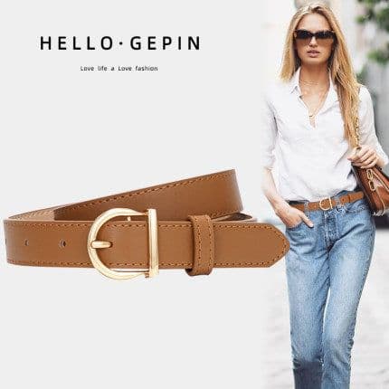 image-Belt women's genuine leather versatile 2022 trendy decorative jeans suit skirt