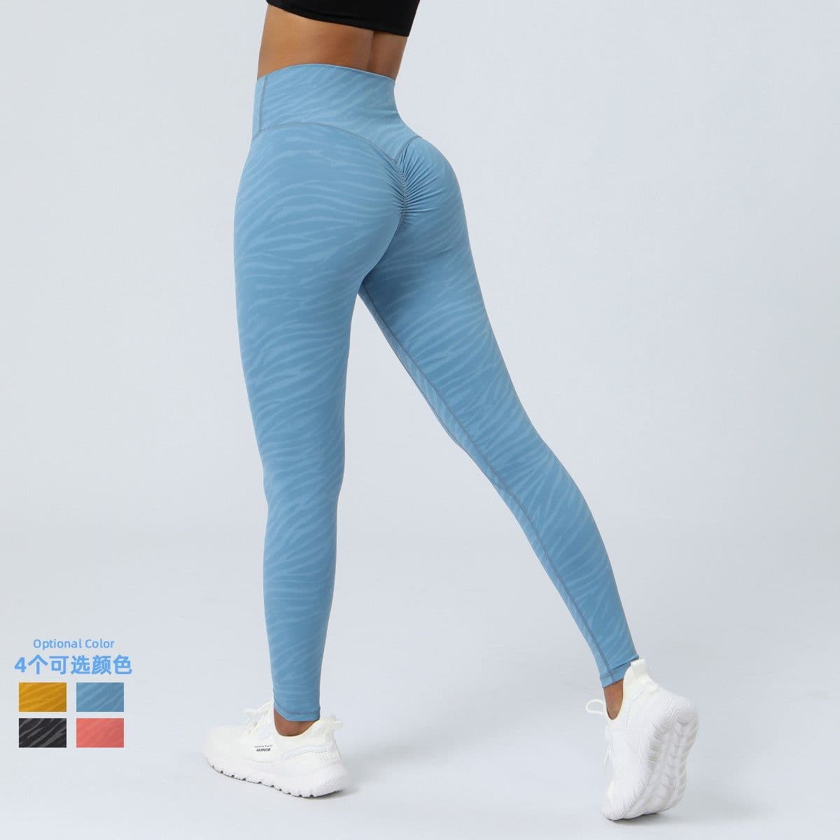 image-Foreign trade European and American buttocks printed yoga pants women's hip lifting running fitness nine-point pants nude high-waist tight sports pants