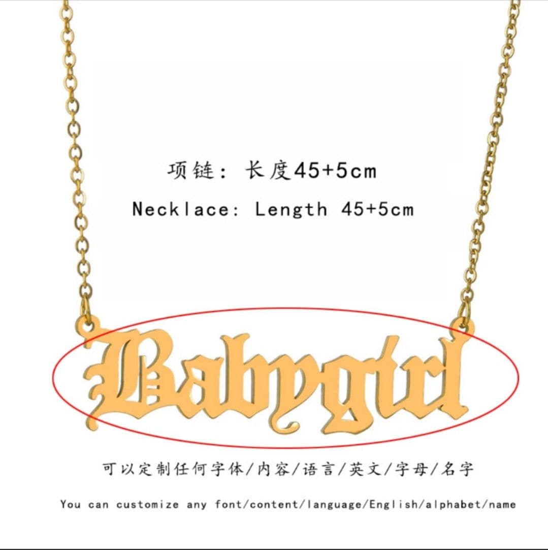 image-Hot-selling DIY customized stainless steel necklace English name number year tag clavicle chain pendant customized