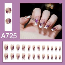 image-Fresh French flowers, cute ins wind, ice and transparent stars, long style, short style, white, high-end manicure and wearable nails