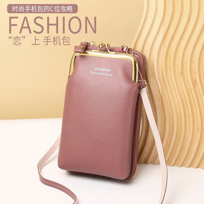 image-Messenger Bag Mobile Phone Bag Ladies Shoulder Bag Candy Color Mini Small Bag Vertical Ladies Clutch Bag Ladies Long Wallet