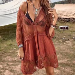 image-Yunshang Lace Beach Dress - White One Size