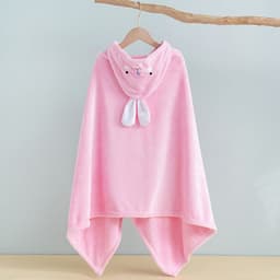 image-Bo Chuhui Long-eared Monkey Hooded Bathrobe - Purple Coral Fleece