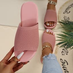 image-Wish independent station sandals 2022 spring and summer new knitted thick bottom 36-43 large size flat slippers women wholesale