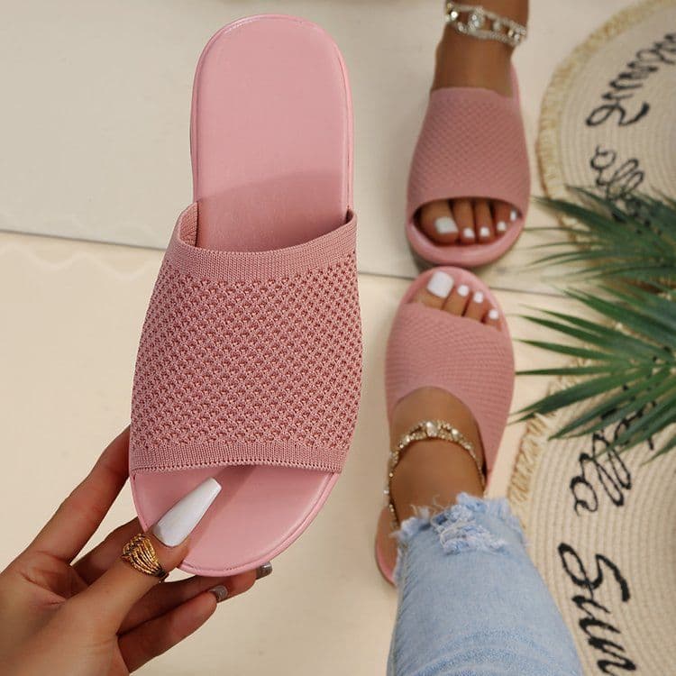 image-Wish independent station sandals 2022 spring and summer new knitted thick bottom 36-43 large size flat slippers women wholesale