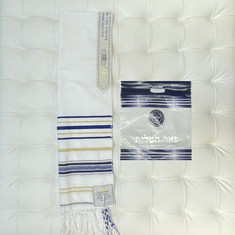 image-Arabian Scarf Shawl - Navy Blue Gold 50x180cm Polyester