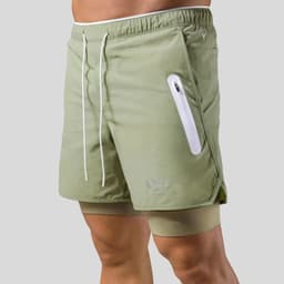 image-Summer LYFT new men's sports and leisure shorts double-layer fake two-piece basketball fitness perspiration quick-drying shorts
