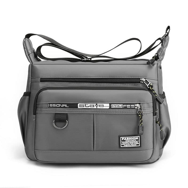 image-Men's Shoulder Bag - Grey Oxford Polyester