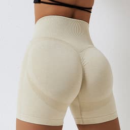 image-Light Gray Yoga Shorts - High Waist Women's Fitness