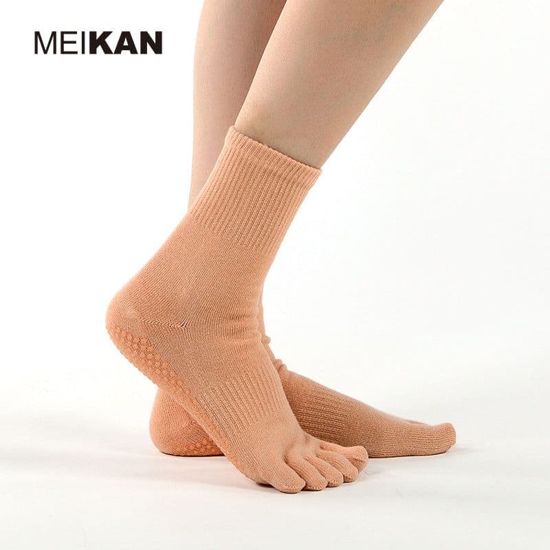 image-MEIKAN Five-Finger Yoga Socks - Black Anti-slip