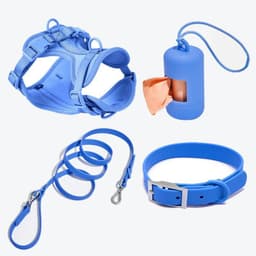 image-Waterproof Dog Harness - PVC Anti-Bite Dog Collar & Leash Brown Set