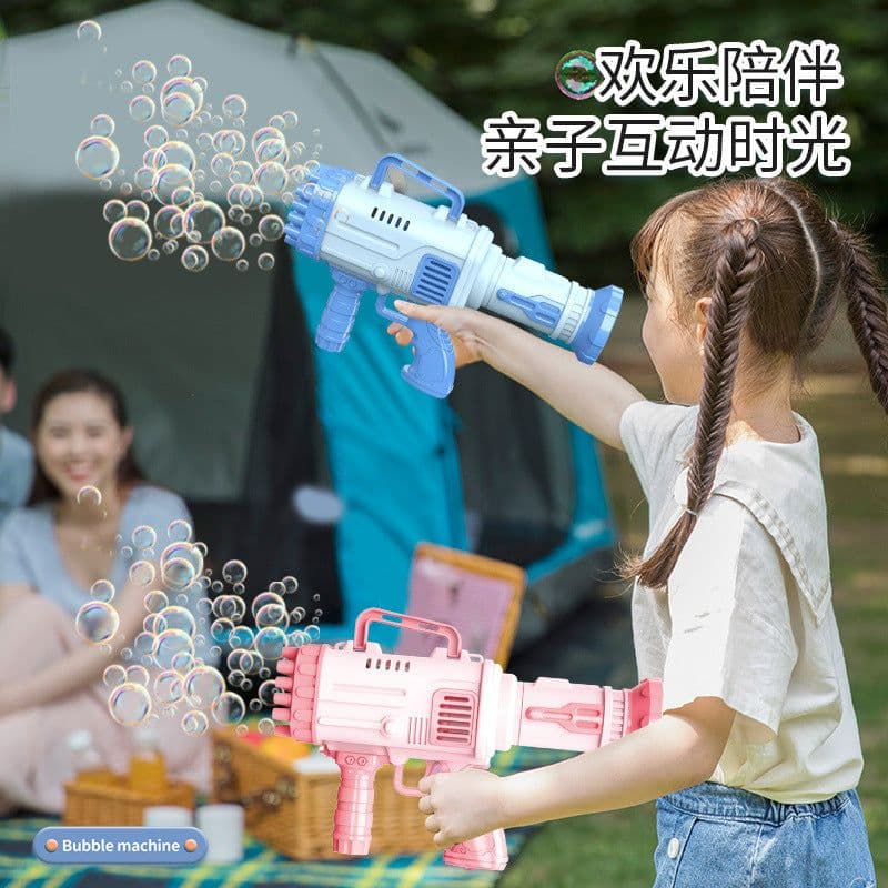 image-Bubble Machine Gun - Automatic Handheld Toy Black