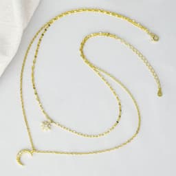 image-Qibao S925 Silver Star Moon Necklace for Women - 41-50cm