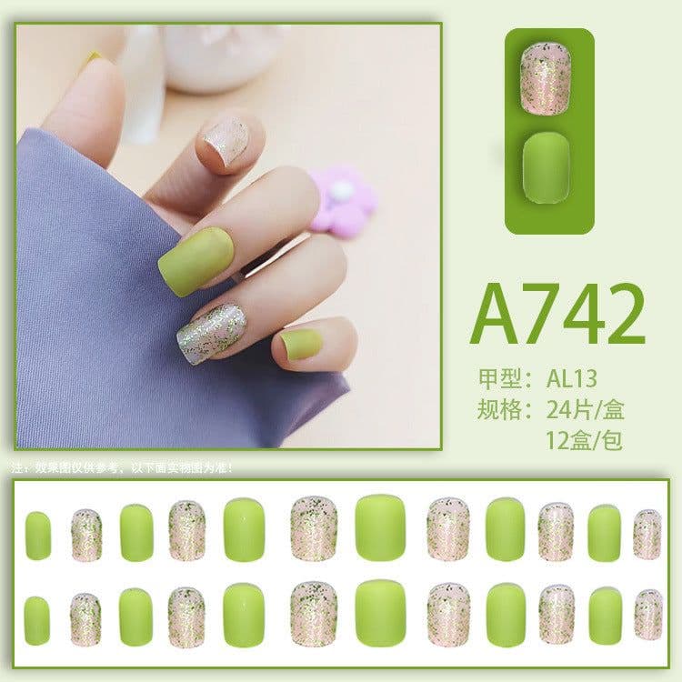 image-Fresh French flowers, cute ins wind, ice and transparent stars, long style, short style, white, high-end manicure and wearable nails