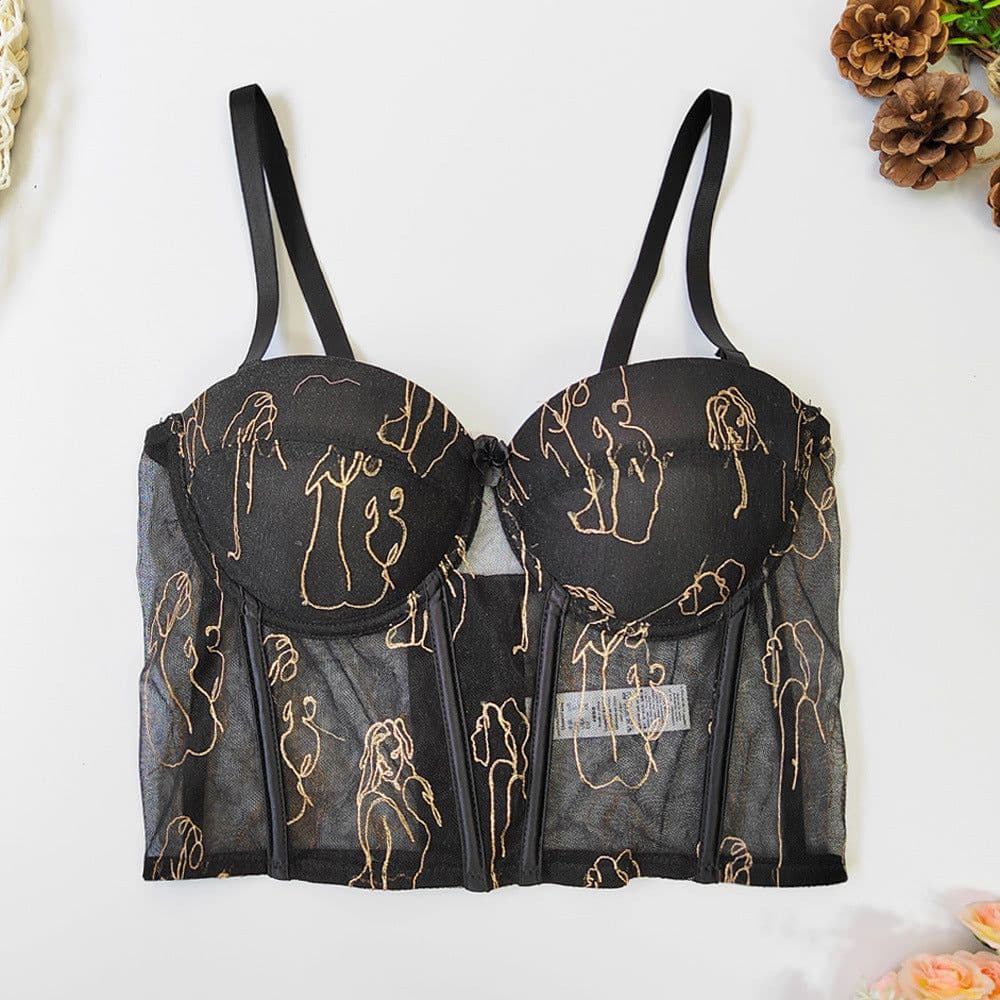 image-Sexy Hot Tube Top - Khaki Fishbone Lace - 40C/90 Slim