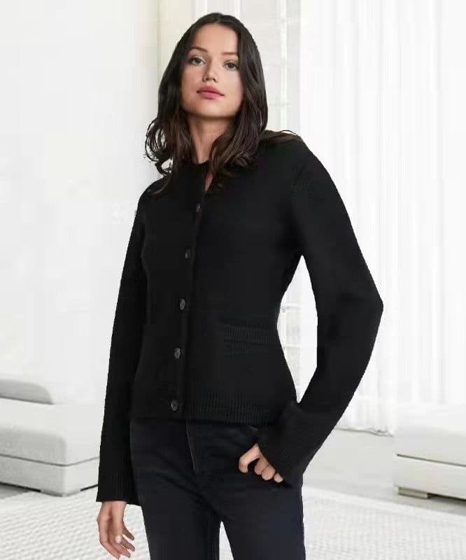 image-Knitted Cardigan Jacket Women - Round Neck Sweater Top