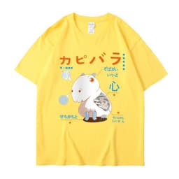 image-Men's Cartoon Hamster T-Shirt - Dark Gray Short Sleeve
