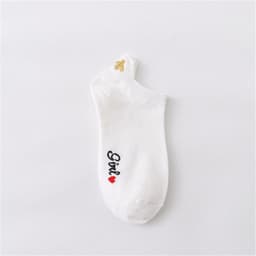 image-Women's Cotton Boat Socks - Embroidered Heart Khaki