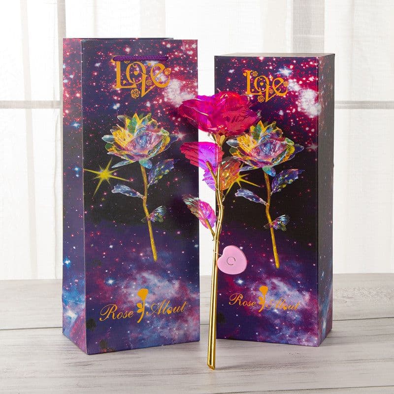 image-Gold Foil Rose LED Light - Purple 24K Valentine Gift