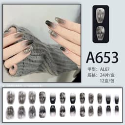 image-Autumn and winter gentle and pure desire simple style wearable manicure patches short, medium and long style white removable fake nail patches