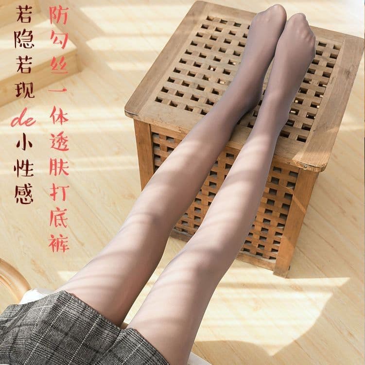 image-Coffee Translucent Fleece Leggings - Thickened High Waist