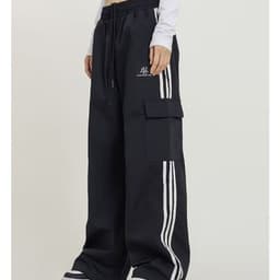 image-Straight Leg Pants - Green Cotton High Waist Casual