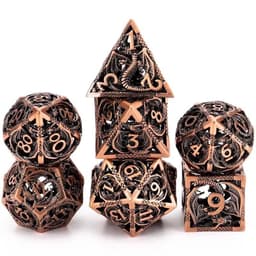 image-Metal D20 Dice - Hollow Dragon Design Green w/ Red Numbers