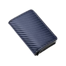 image-Amazon men's card bag straw mat pattern card holder men's business metal wallet aluminum alloy multi-card slot automatic card box