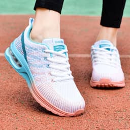 image-Women's Sports Casual Shoes - White Mesh Lace Up Size 41