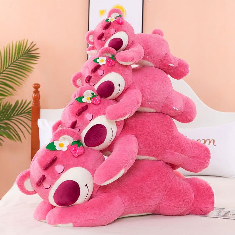 image-Strawberry Bear Plush Toy Pink Soft Doll