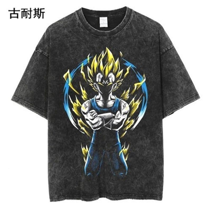 image-Men's Retro Short-Sleeve T-Shirt, Distressed Cotton, XXL, Street Hip Hop