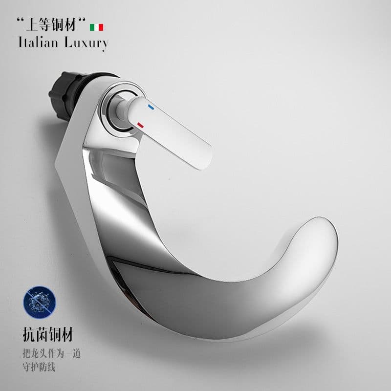 image-Copper Basin Faucet Hot Cold Mix White