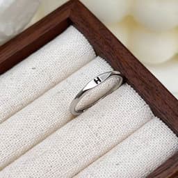 image-S925 Sterling Silver Letter Ring - Adjustable