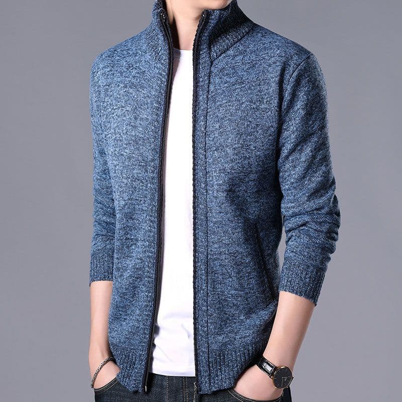 image-Men's Cardigan Sweater Jacket - Polyester Thick Long Sleeve