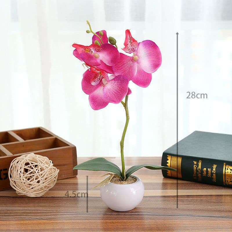 image-Artificial Flower Phalaenopsis in 3-Flower Pot - Green