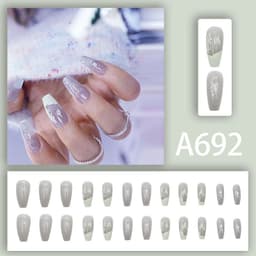image-Autumn and winter gentle, sweet and pure desire INS style manicure wear nail polish girl whitening printed ice transparent fake nail polish