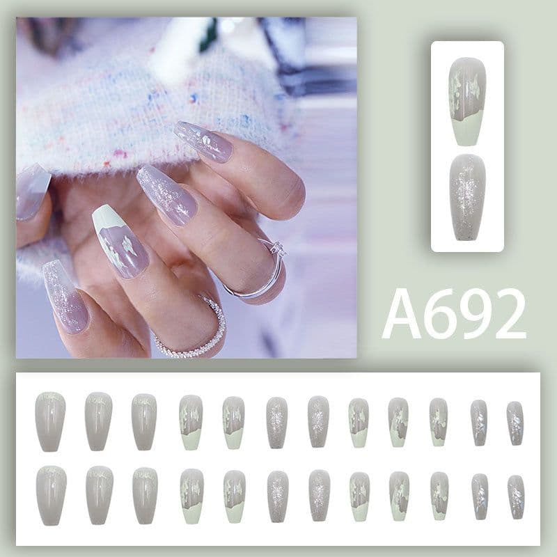 image-Autumn and winter gentle, sweet and pure desire INS style manicure wear nail polish girl whitening printed ice transparent fake nail polish