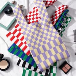 image-2021 Japan and South Korea cross-border checkerboard contrast color knitted shoulder tote bag woven tote bag shoulder underarm bag women