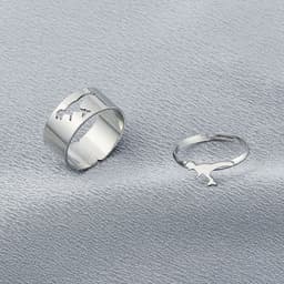 image-European Retro Couple Airplane Love Ring - Simple Hollow Design, Adjustable, Alloy Jewelry for Women