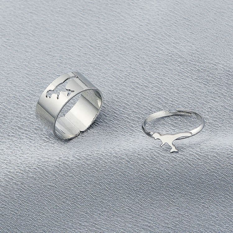 image-European Retro Couple Airplane Love Ring - Simple Hollow Design, Adjustable, Alloy Jewelry for Women